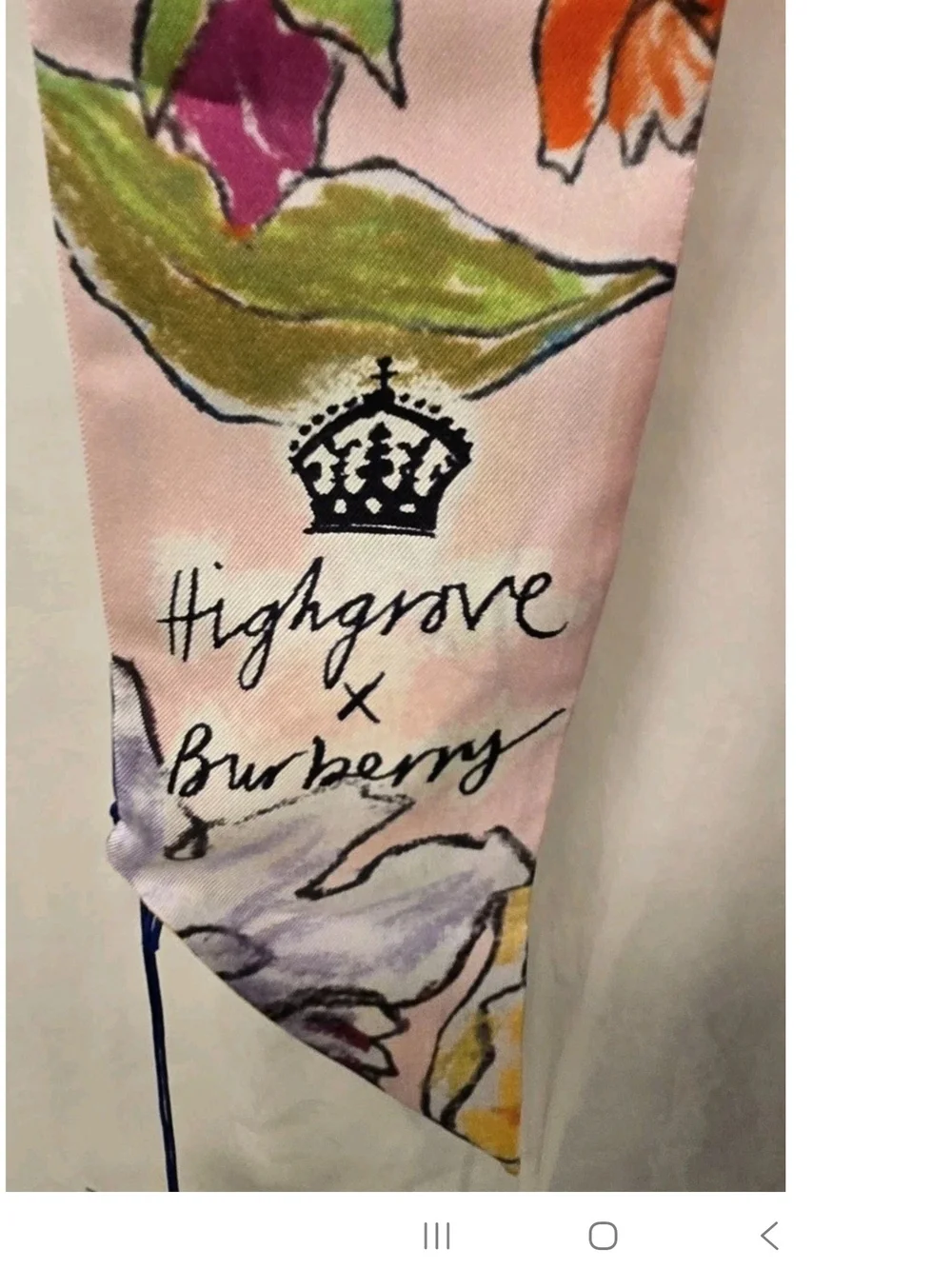 Burberry Skinny Silk Cascading Flowers Scarf Light Pink NWT